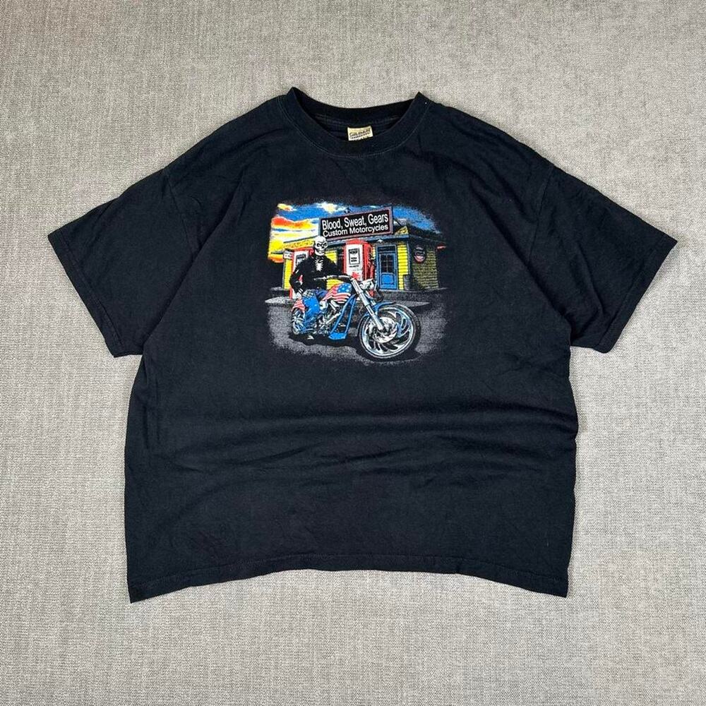 Y2k skeleton biker t-shirt Skull